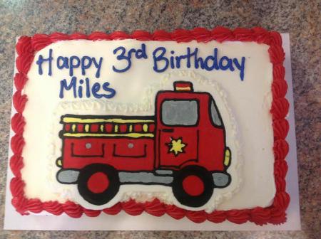 Fire Truck Buttercream Transfer Slab Cake #36