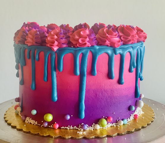 Bright Multi Coloured Drip cake