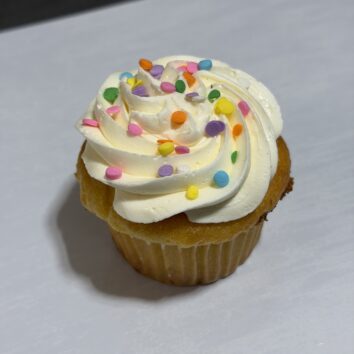 Vanilla Iced Cupcake With Sprinkles